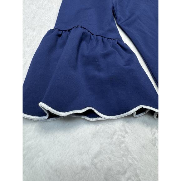 Sailor Sailor Ruffle Sleeve Coastal Top Navy UPF Fabric SZ S Resortwear - Picture 2 of 12